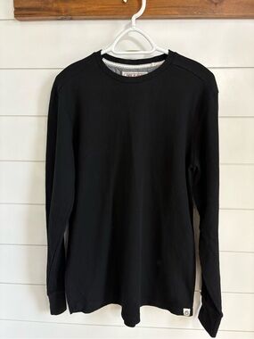Black Long-Sleeve Thermal Crewneck Shirt